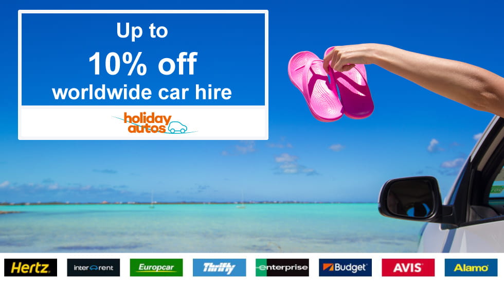 Up to 10% off worldwide car hire